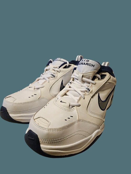 Nike Air Monarch IV White/Midnight Navy Sneakers Men Size 9.5 \